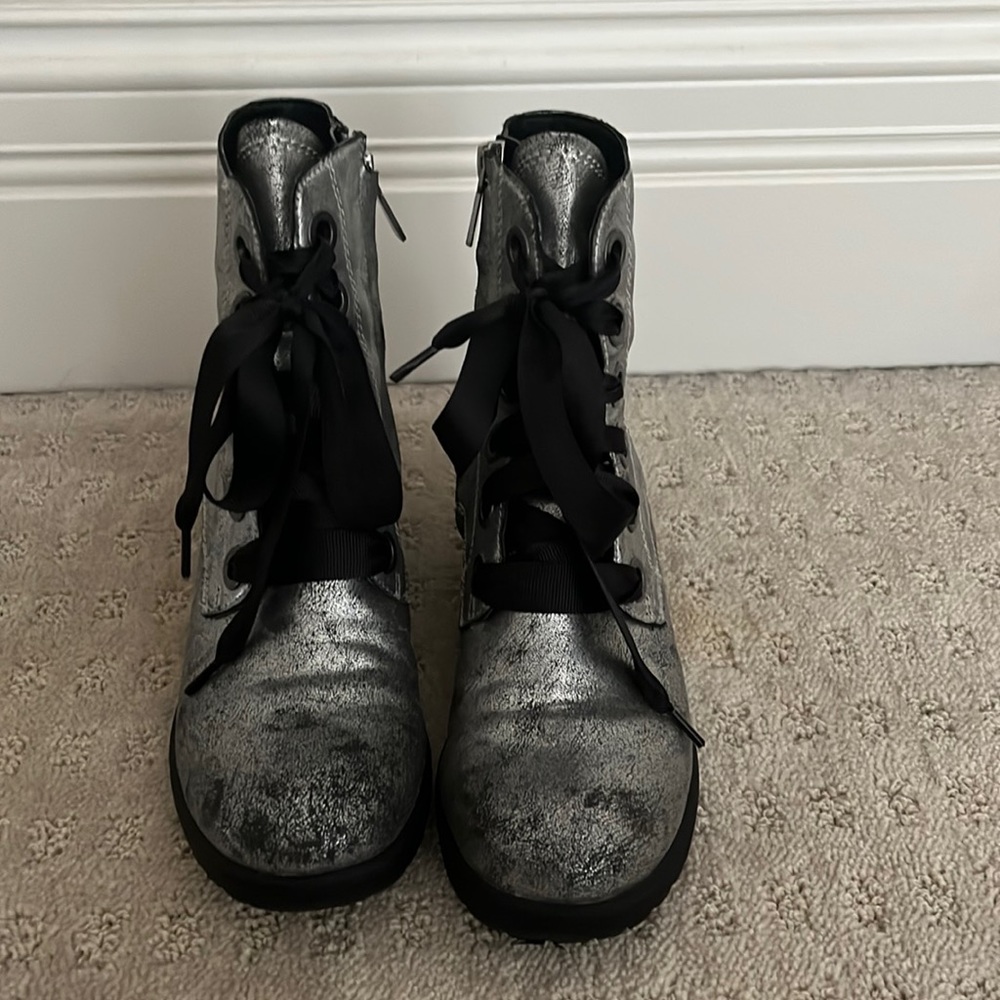 Treasure and Bond silver combat boots